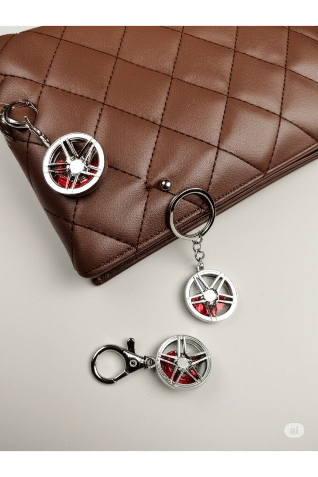 Metal Jant Döner Disk Lüks Anahtarlık – Tekerlek Görünümlü, Dönme Özellikli Araba Aksesuarı