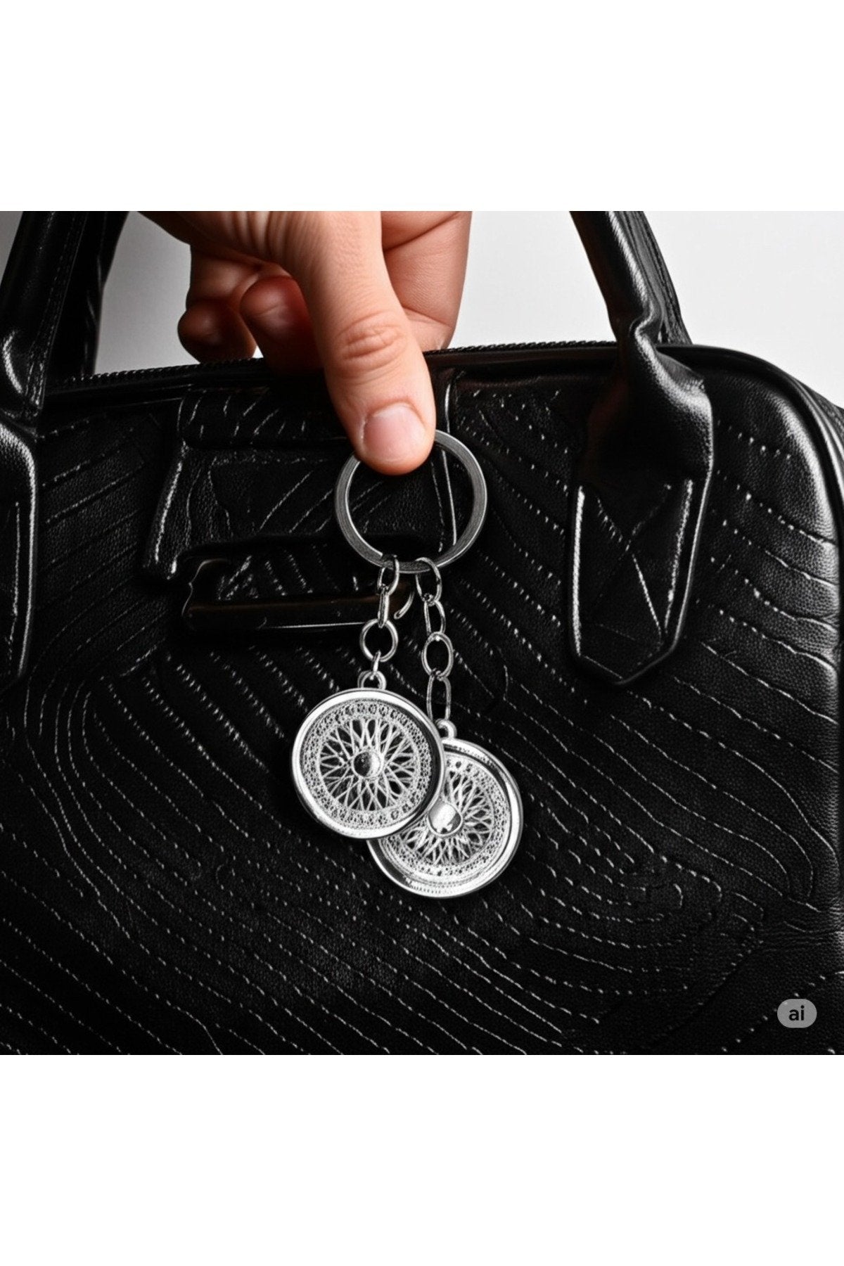 Metal Jant Renkli Anahtarlık – Tekerlek Görünümlü Lüks Araba Aksesuarı