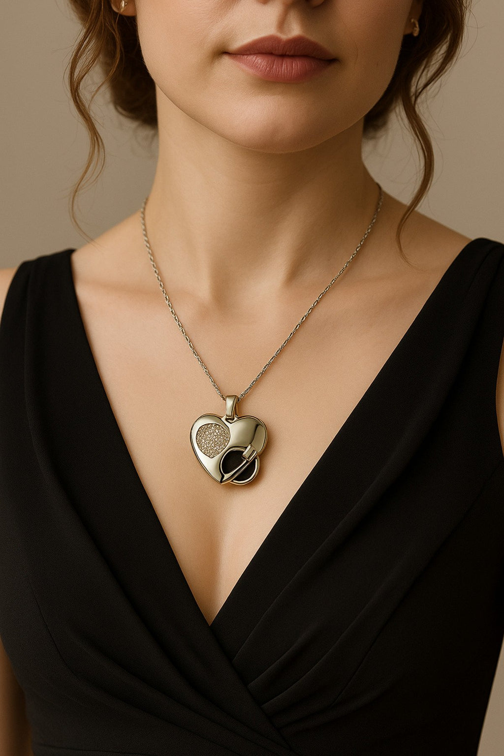 Gümüş Renk Paslanmaz Çelik Kalp Kolye – Zirkon Taşlı Şıklık