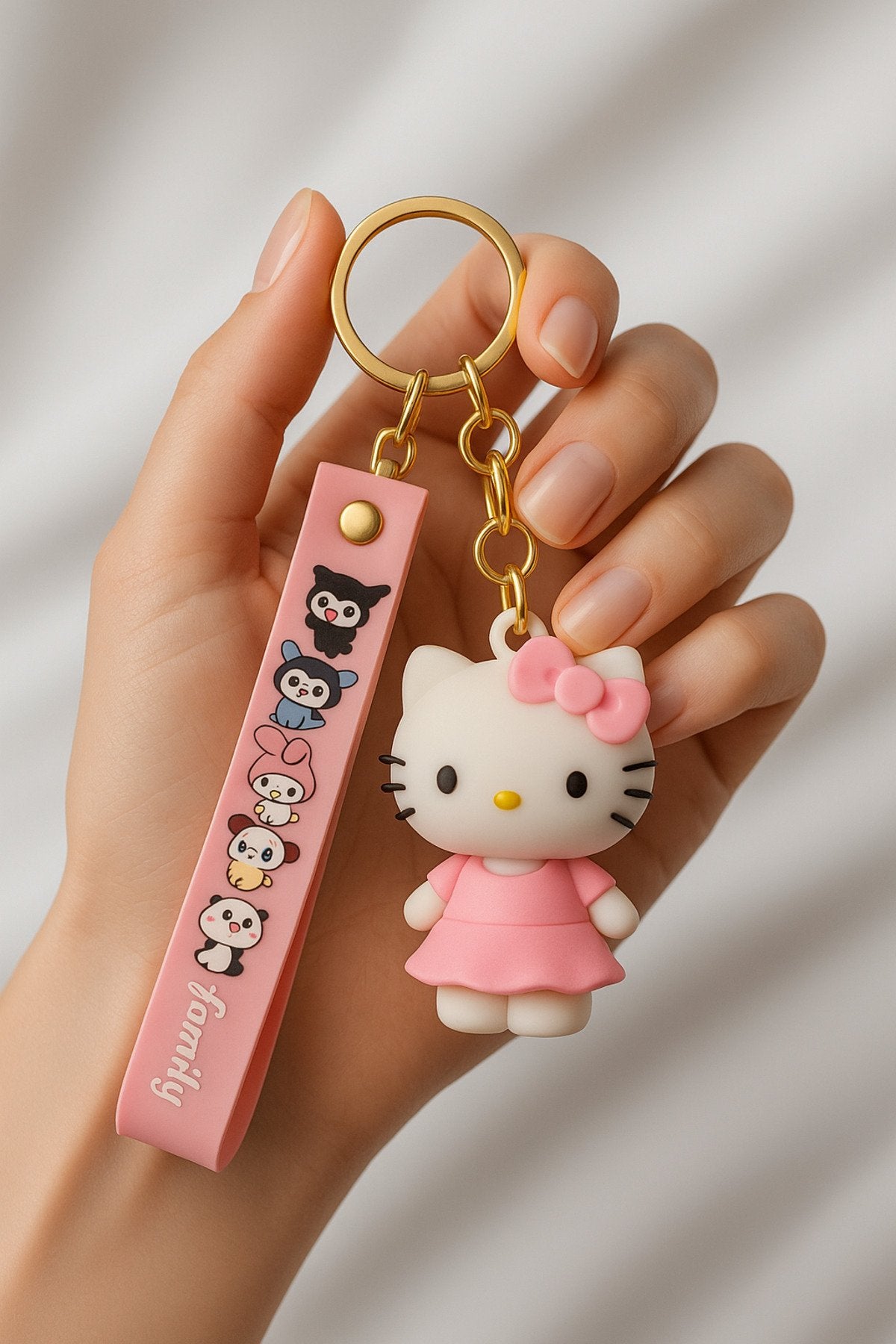 Hello Kitty 3D Renkli Sevimli Silikon Büyük Boy Lüks Anahtarlık & Çanta Aksesuarı