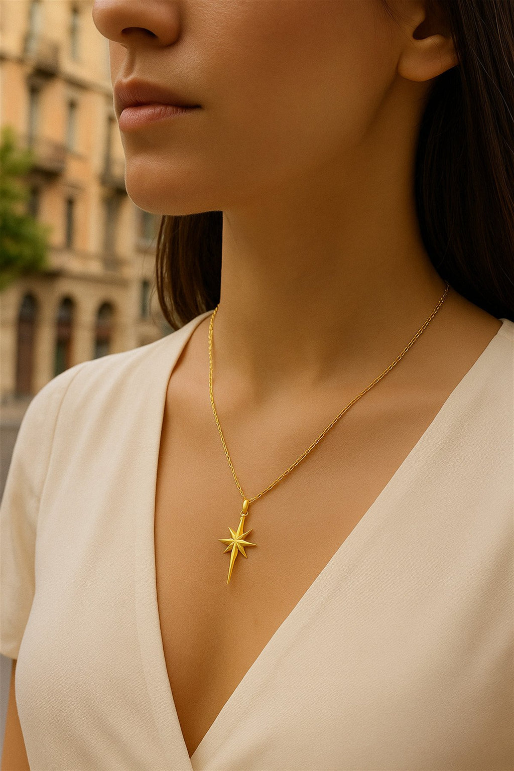 Çelik Kararmaz Kuzey Yıldızı Kolye – Sevgiliye & Anneye Özel Hediye