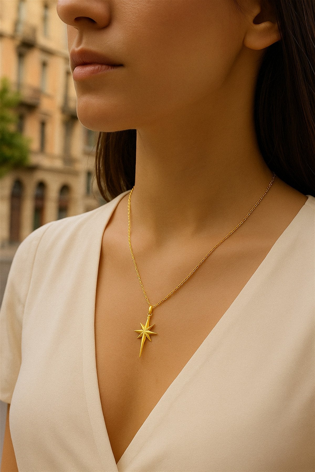 Çelik Kararmaz Kuzey Yıldızı Kolye – Sevgiliye & Anneye Özel Hediye