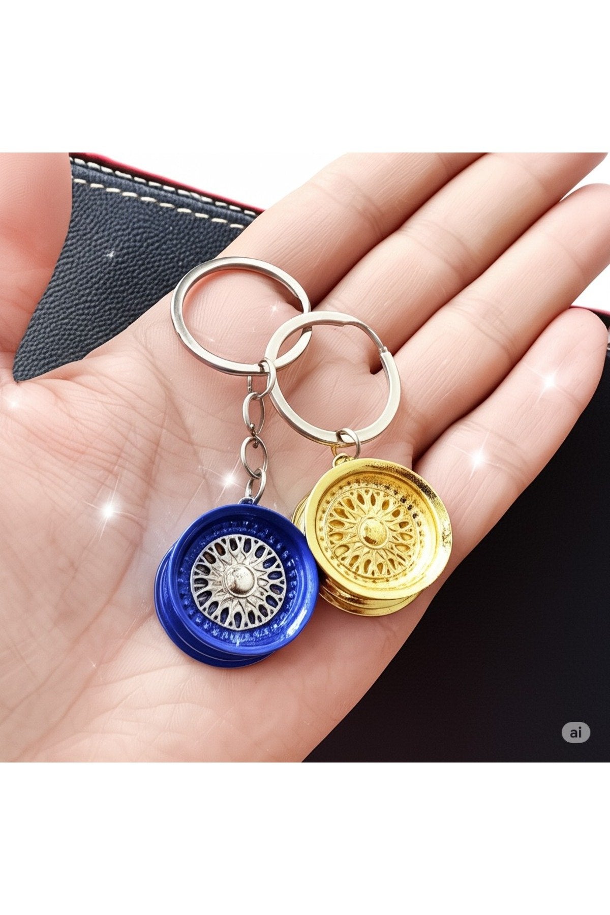 Metal Jant Renkli Anahtarlık – Tekerlek Görünümlü Lüks Araba Aksesuarı