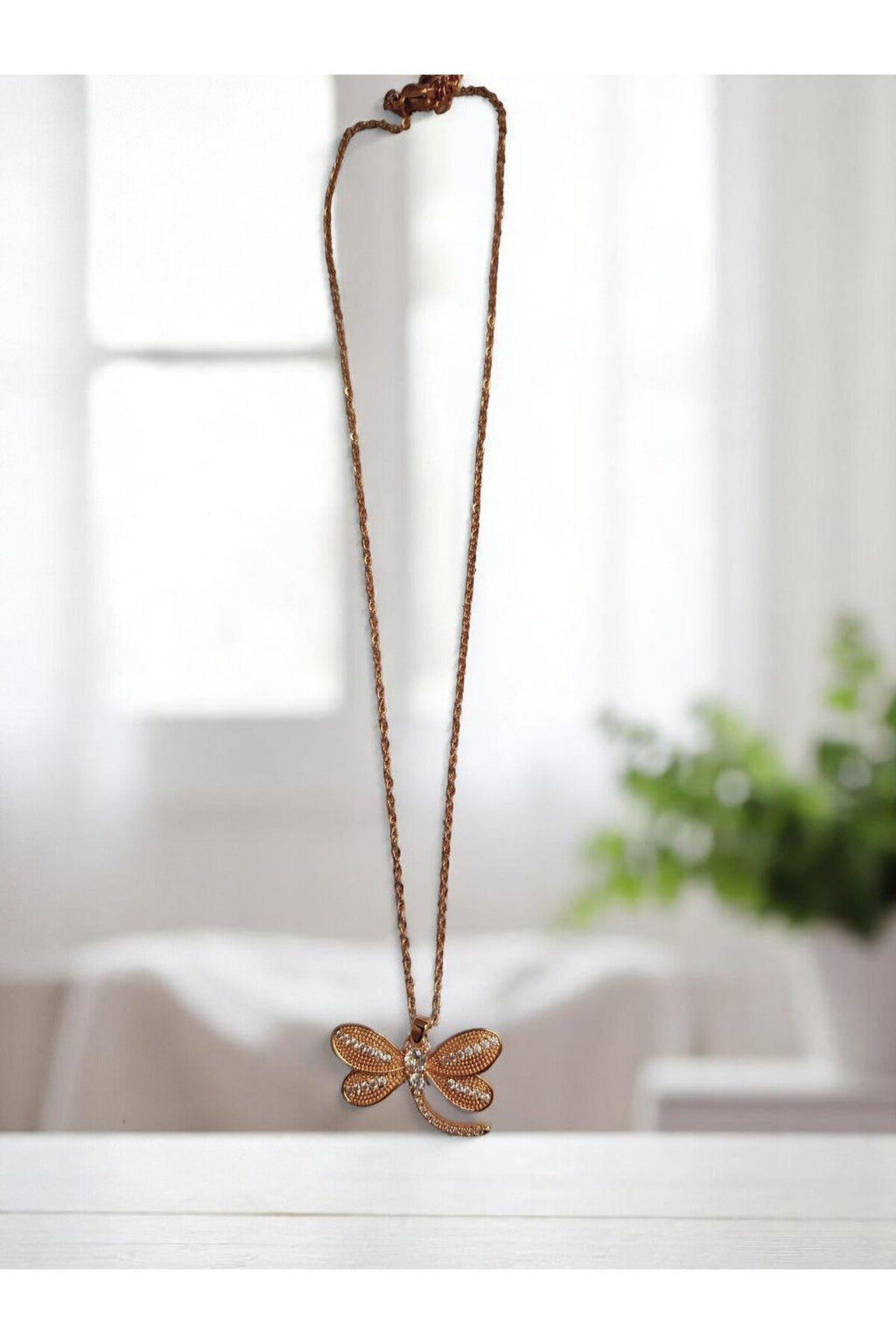 Altın Kaplama Kararmaz Çelik Yusufcuk Kolye – BeyazTaşlı Model