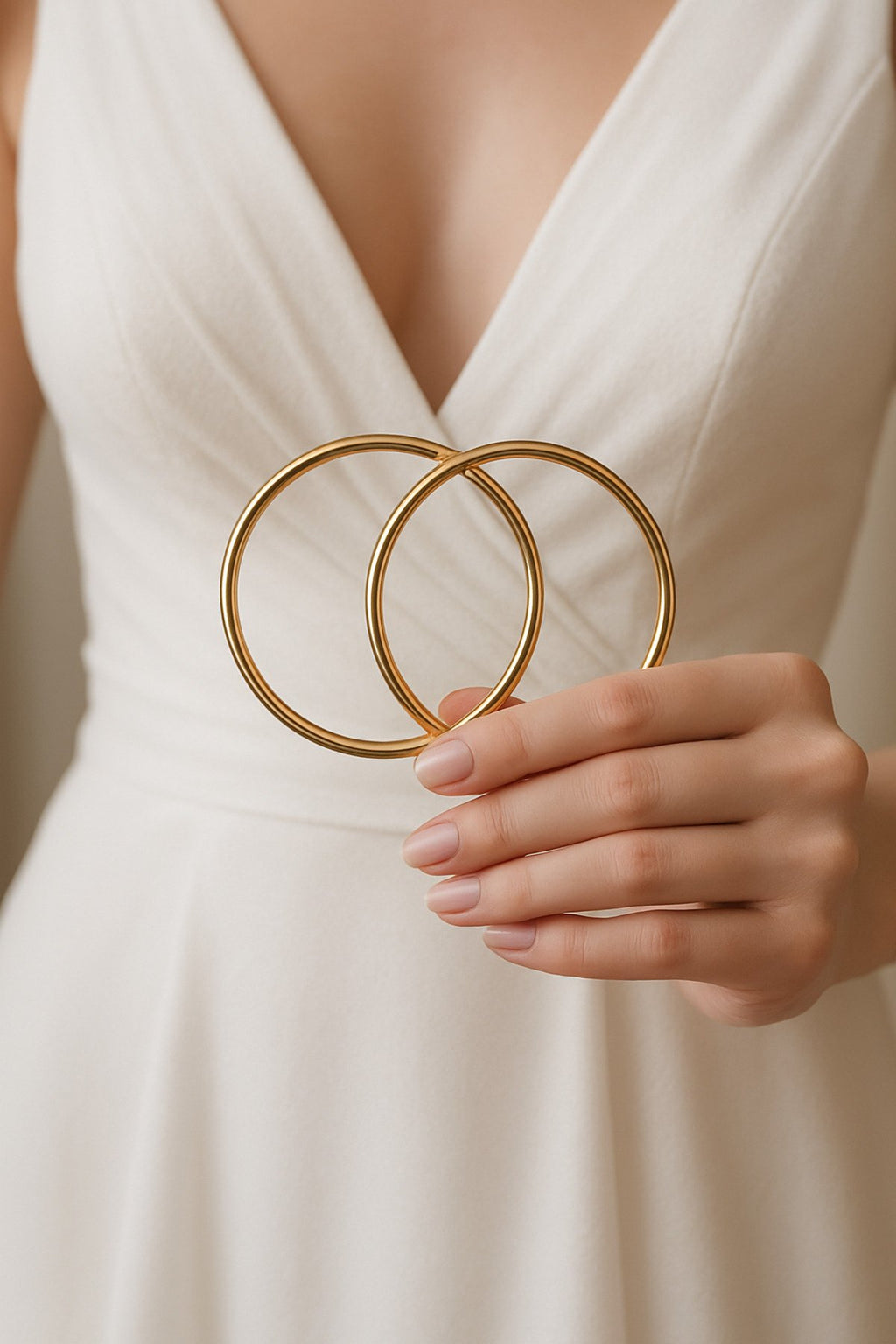 Xuping Kararmaz İkili Bilezik – 14 Ayar Altın Kaplama, 6.2 CM Modern Stil