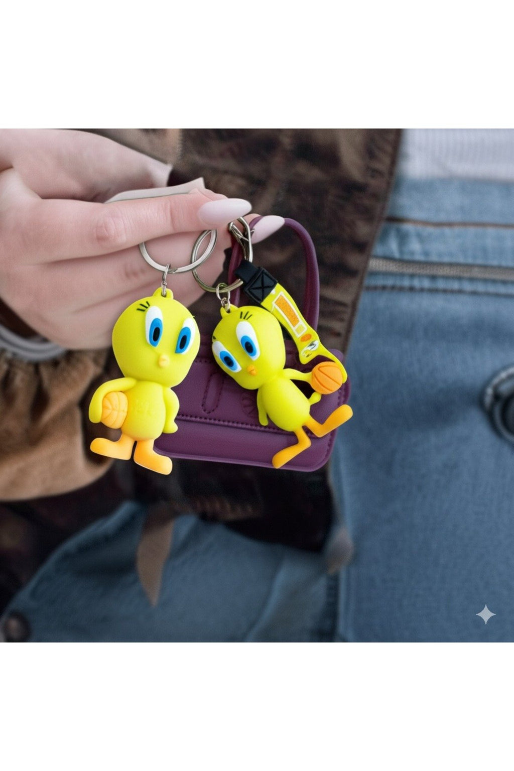 Tweety ve Daffy Duck 3D Renkli Sevimli Silikon Anahtarlık & Çanta Aksesuarı