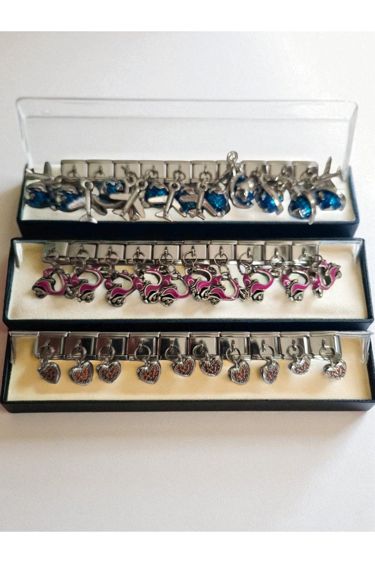 Paslanmaz Çelik İtalyan Charm Bileklik – Zarif, Dayanıklı , 3 Adet Rastgele Charm