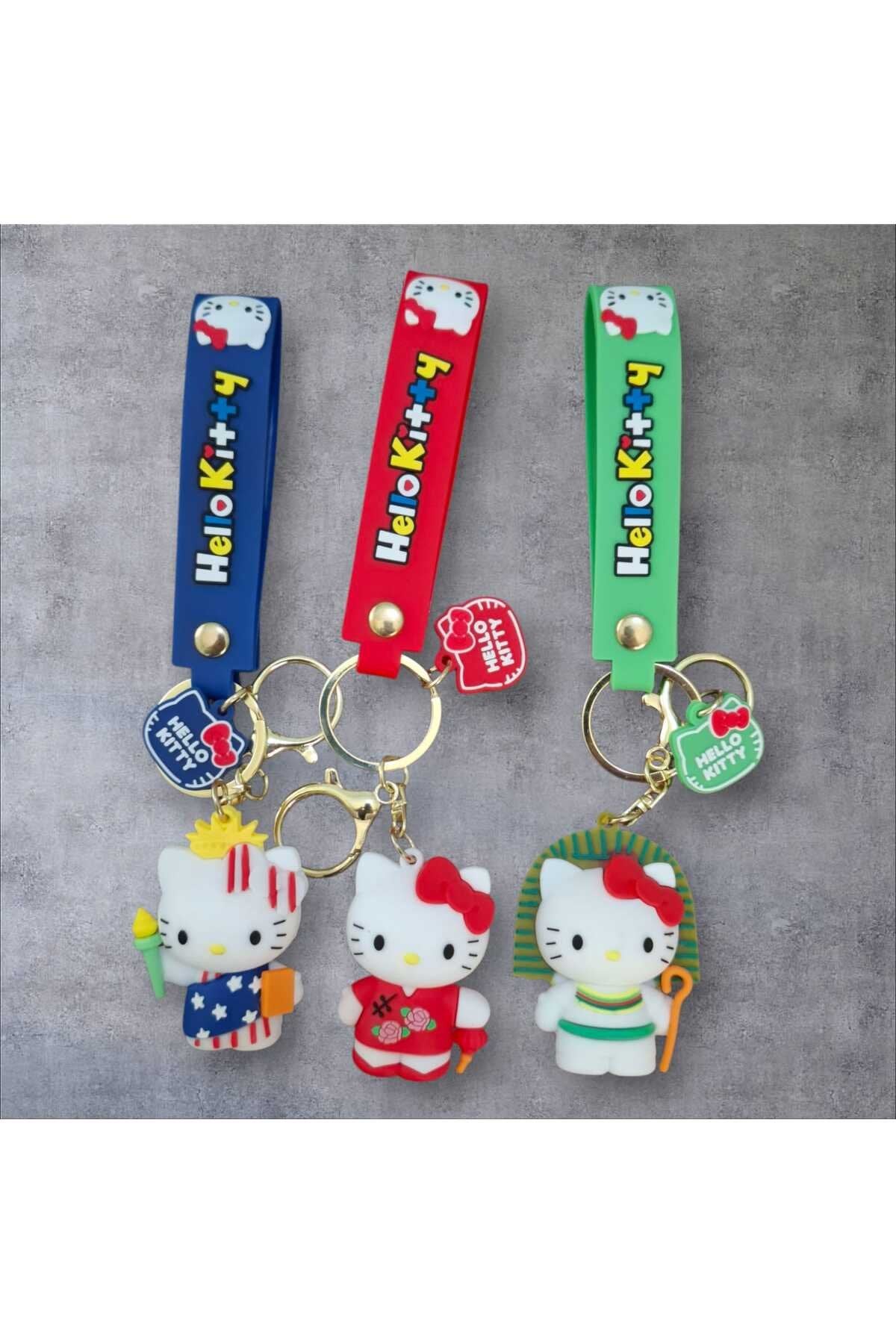 Hello Kitty 3D Renkli Sevimli Silikon Büyük Boy Lüks Anahtarlık & Çanta Aksesuarı