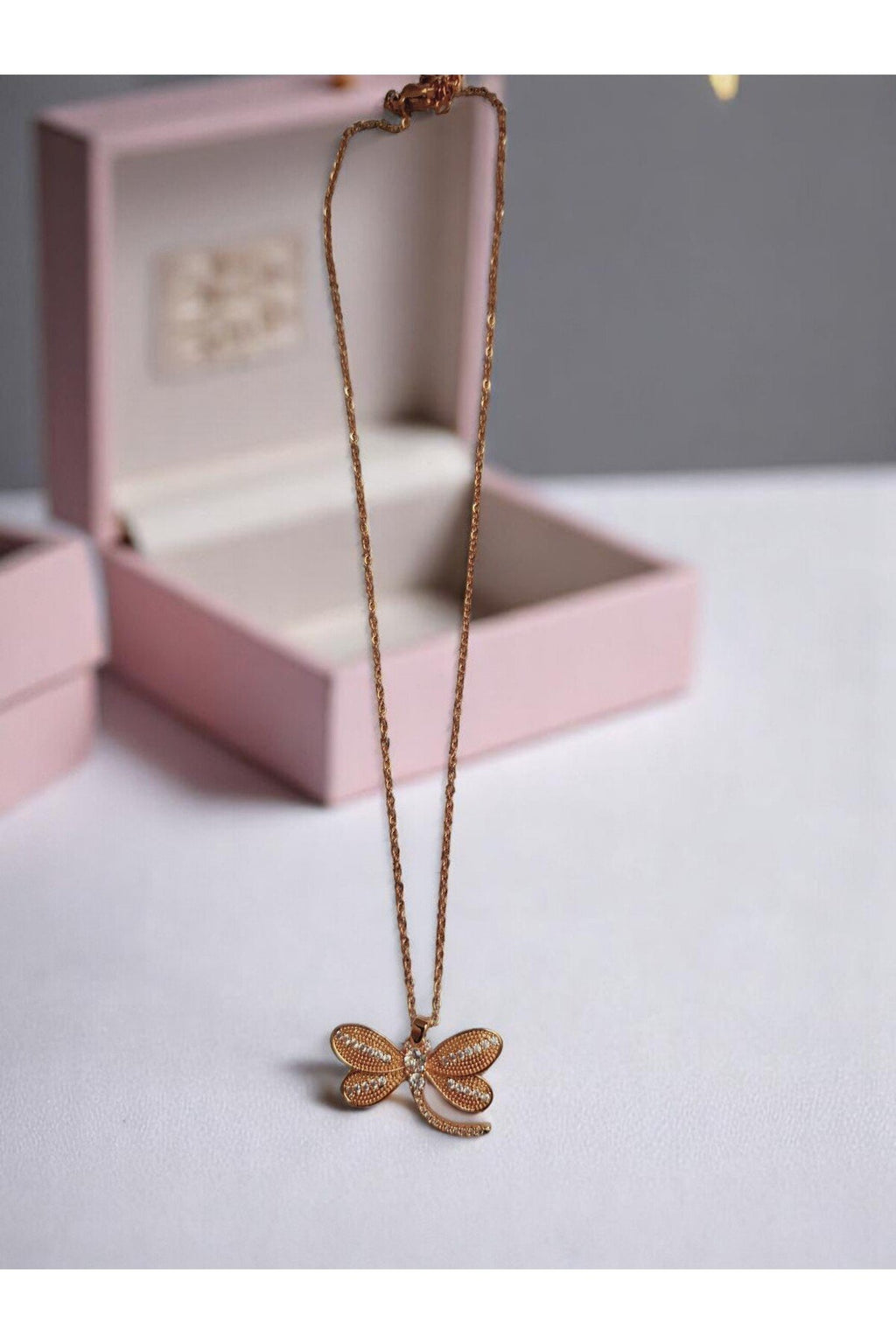 Altın Kaplama Kararmaz Çelik Yusufcuk Kolye – BeyazTaşlı Model