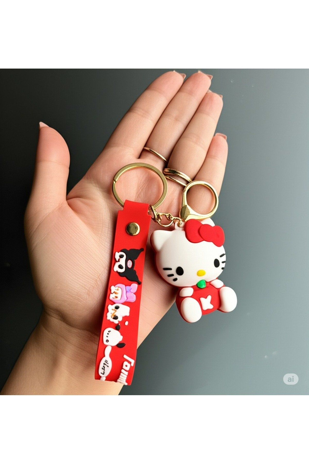 Hello Kitty 3D Renkli Sevimli Silikon Büyük Boy Lüks Anahtarlık & Çanta Aksesuarı